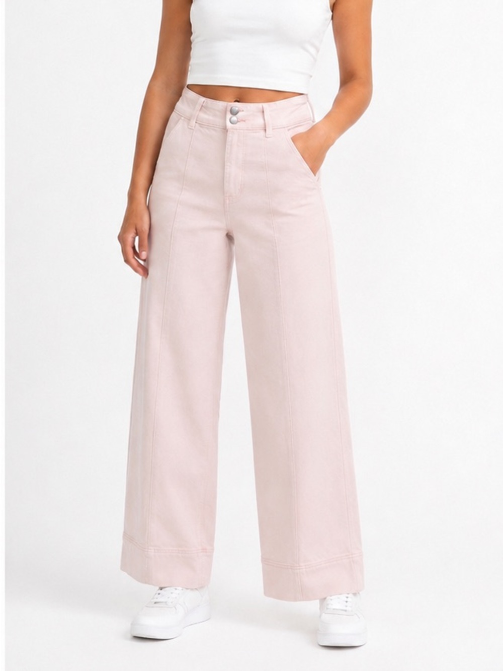 H&M Pale Pink Wide Leg Barrel Trousers - Size 6 - Excellent Condition